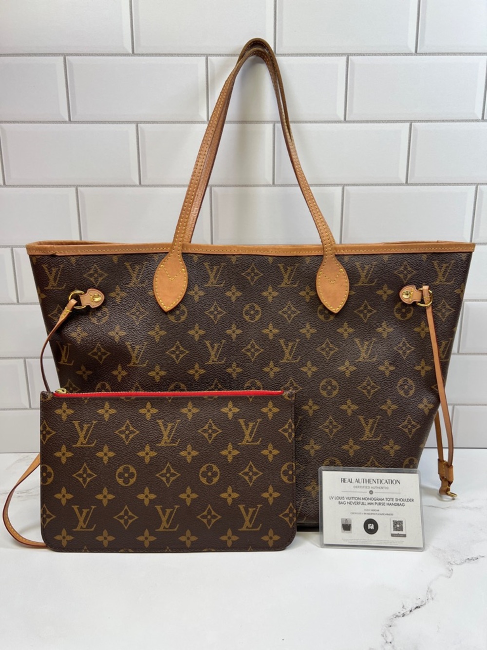 LV Louis Vuitton Monogram Tote Shoulder Bag Neverfull MM Purse Handbag
